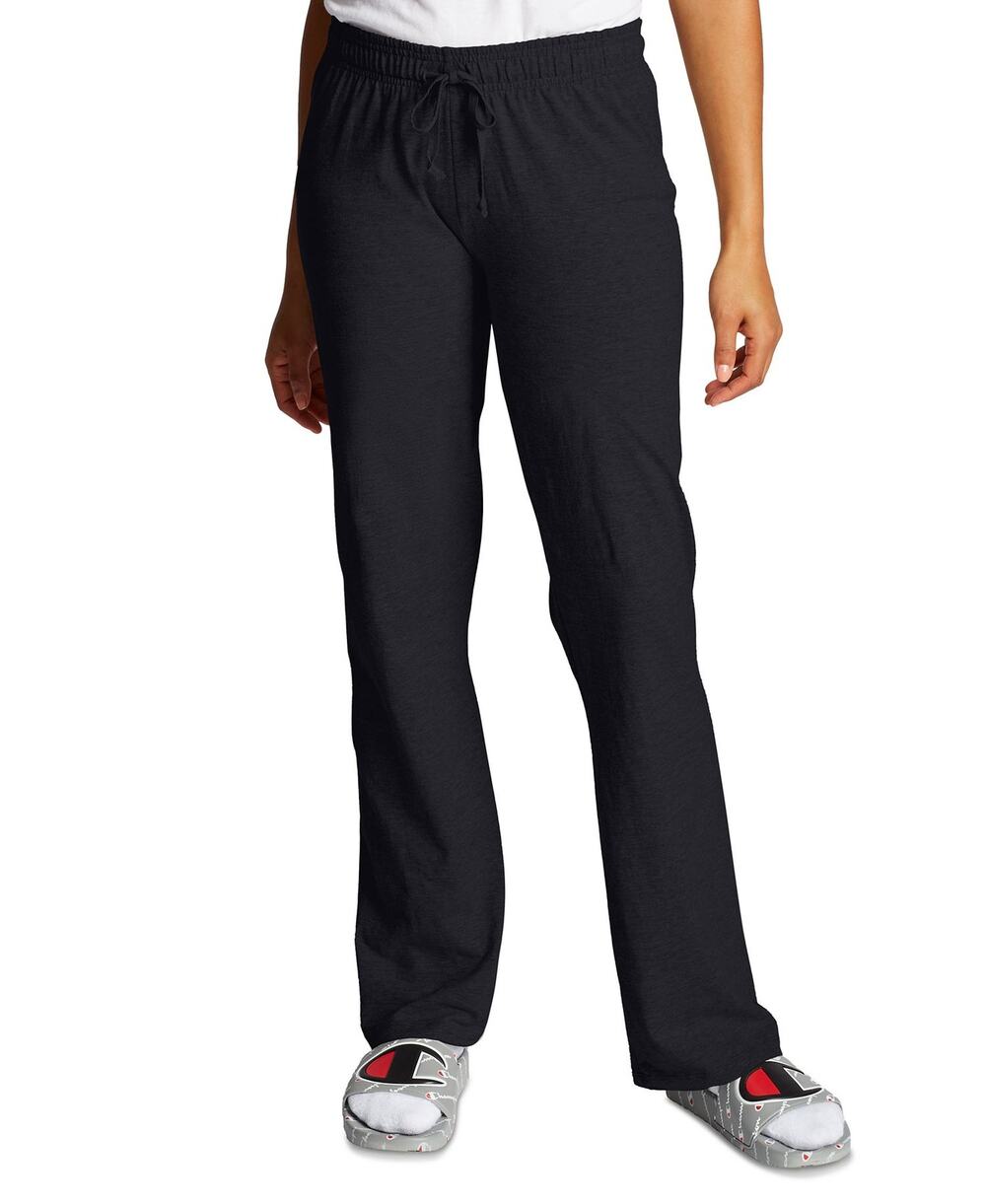 Champion Women's Drawstring-Waist Jersey Cotton Pants Activewear Black NEW Med